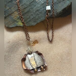 Sterling Silver, Copper & 14k gold Necklace. Handmade